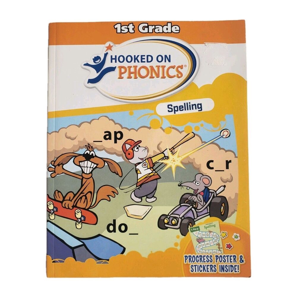NEW Hooked on Phonics: Spelling / 1st Grade Poster & Stickers Inside 2006